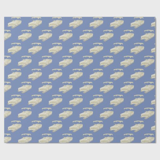 Blauw en tan Pontoon Boat Wrapping Paper Cadeaupapier (Vlak)