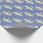 Blauw en tan Pontoon Boat Wrapping Paper Cadeaupapier (Hoek)