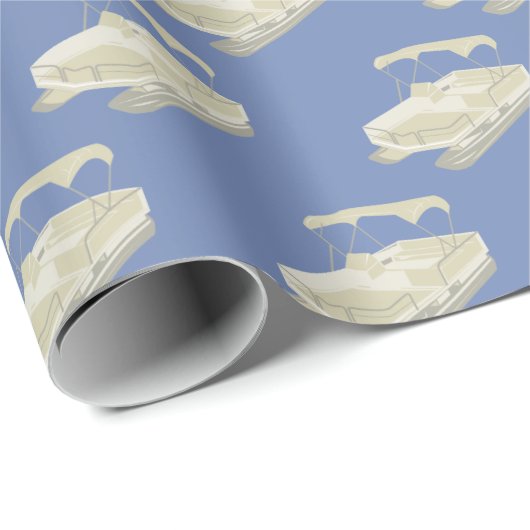 Blauw en tan Pontoon Boat Wrapping Paper Cadeaupapier (Rol Hoek)