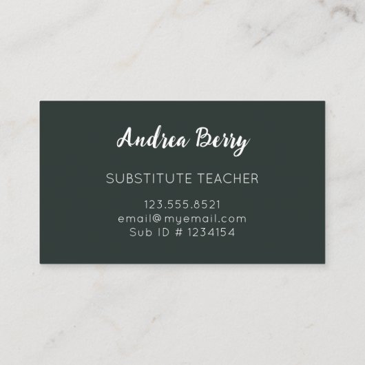 Blauw en Tangerine Oranje Substituut leraar Visitekaartje (Achterkant)