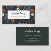 Blauw en Tangerine Oranje Substituut leraar Visitekaartje (Voorkant / Achterkant)