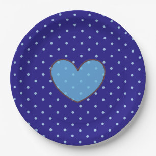 Blauw en taupe gestippeld feestbord papieren bordje
