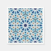 Blauw en Taupe Marokkaans Geometrisch Mozaïekpatro Servet (Voorkant)