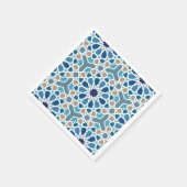 Blauw en Taupe Marokkaans Geometrisch Mozaïekpatro Servet (Hoek)