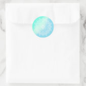 Blauw en Teal Mandala Ronde Sticker (Tas)