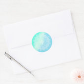 Blauw en Teal Mandala Ronde Sticker (Envelop)