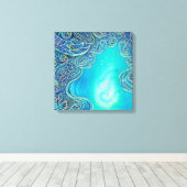 Blauw en Turkoois Abstracte Kunst Canvas Afdruk (Insitu (Houten vloer))