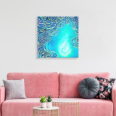 Blauw en Turkoois Abstracte Kunst Canvas Afdruk (Insitu (Woonkamer))