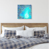 Blauw en Turkoois Abstracte Kunst Canvas Afdruk (Insitu (Slaapkamer))