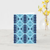 Blauw en turkoois kant, notakaart kaart (Gele Bloem)