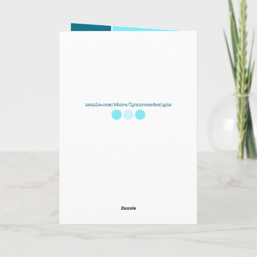 Blauw en turquoise 80ste verjaardag kaart (Achterkant)