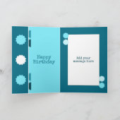 Blauw en turquoise 80ste verjaardag kaart (Binnen)