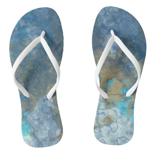 Blauw en Turquoise Abstract Teenslippers (Voetbed)