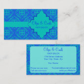 Blauw en Turquoise Aqua Arabesque Moroccan Visitekaartje (Voorkant / Achterkant)
