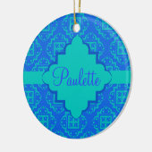 Blauw en Turquoise Arabesque Moroccan Keramisch Ornament (Links)