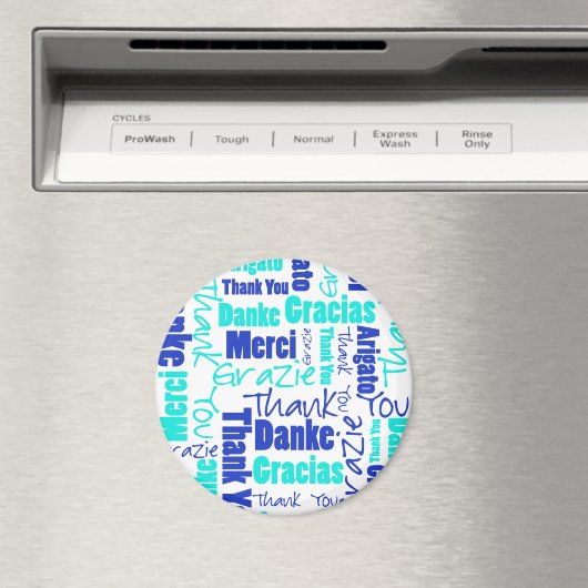 Blauw en turquoise | Bedankt Word Cloud Magneet (Insitu (Vaatwasser))