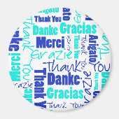 Blauw en turquoise | Bedankt Word Cloud Magneet (Voorkant)