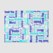 Blauw en turquoise BEDANKT Word Collage Tissuepapier (Voorkant)