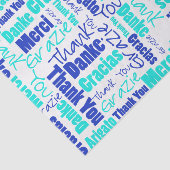 Blauw en turquoise BEDANKT Word Collage Tissuepapier (Detail)