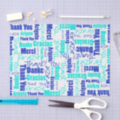 Blauw en turquoise BEDANKT Word Collage Tissuepapier (Craft)