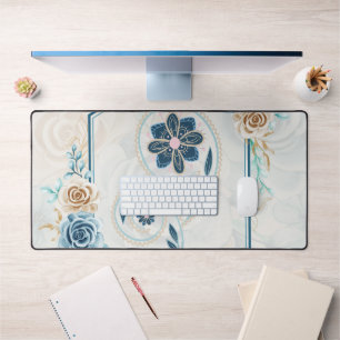Blauw en Turquoise Bloem Grafiek, Revitaliserend L Bureaumat