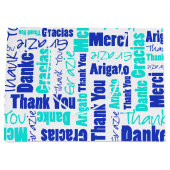 Blauw en Turquoise Dank u Word Cloud Groot Cadeauzakje (Voorkant)