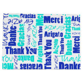 Blauw en Turquoise Dank u Word Cloud Groot Cadeauzakje (Achterkant)