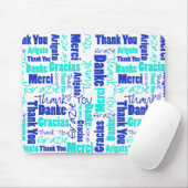 Blauw en Turquoise Dank u Word Cloud Muismat (Met muis)