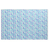 Blauw en Turquoise Dank u Word Cloud Stof (Fat Quarter)
