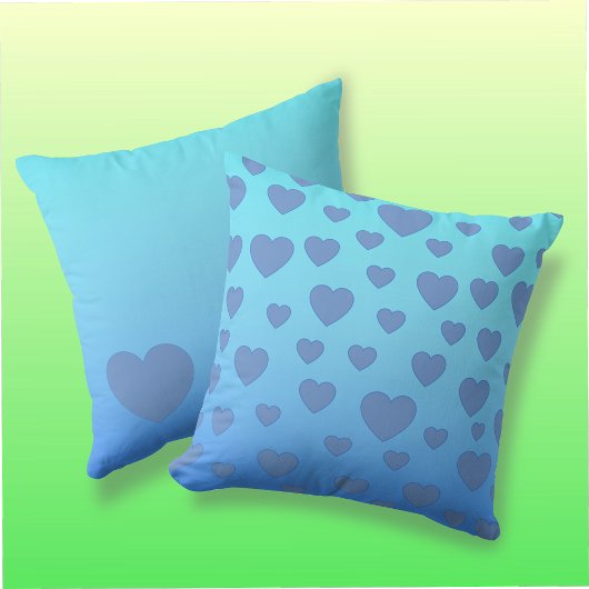 Blauw en Turquoise Heart Kussen
