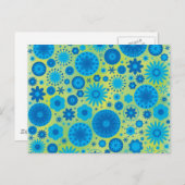 Blauw en Turquoise Hippy Flower Pattern Briefkaart (Voorkant / Achterkant)