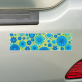 Blauw en Turquoise Hippy Flower Pattern Bumpersticker (Op auto)