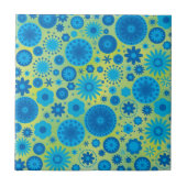 Blauw en Turquoise Hippy Flower Pattern Tegeltje (Voorkant)