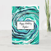 Blauw en Turquoise Marble Nephew Birthday Kaart (Voorkant)