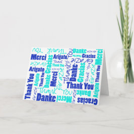 Blauw en Turquoise Multilingual Hartelijk dank Bedankkaart