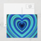 Blauw en Turquoise Neon verlicht hart Briefkaart (Voorkant / Achterkant)