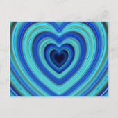 Blauw en Turquoise Neon verlicht hart Briefkaart (Voorkant)