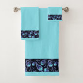 Blauw en turquoise paisley bad handdoek (Insitu)