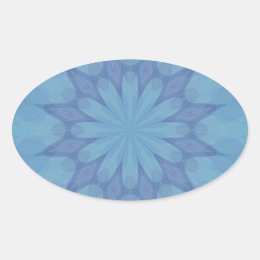 Blauw en Turquoise Pattern 3 Ovale Sticker (Voorkant)