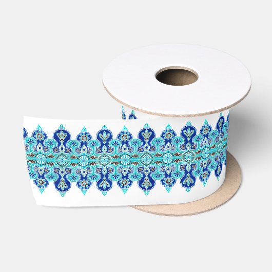 Blauw en turquoise satijnen lint (Spoel)