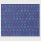 Blauw en Turquoise Smile Pattern Wrapping Paper Cadeaupapier (Vlak)