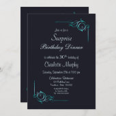 Blauw en Turquoise Surprise 30th Birthday Dinner Kaart (Voorkant / Achterkant)