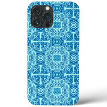 Blauw en turquoise Tribal iPhone case