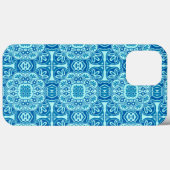 Blauw en turquoise Tribal iPhone case (Achterkant (horizontaal))
