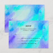 Blauw en turquoise Waterverf look RSVP (Voorkant / Achterkant)