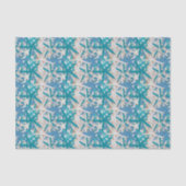 Blauw en turquoise zeesterren tissuepapier (Voorkant)