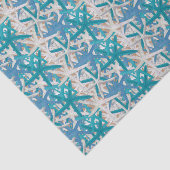 Blauw en turquoise zeesterren tissuepapier (Detail)