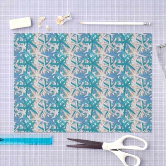 Blauw en turquoise zeesterren tissuepapier (Craft)
