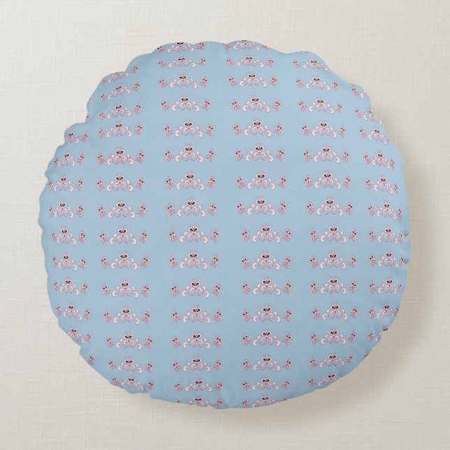 Blauw en veenbes rond kussen (Voorkant)