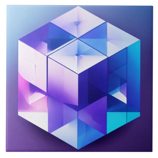 Blauw en violet 3D Tegeltje (Voorkant)